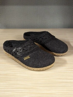 Haflinger Lacey Clog Slippers Women's Size 6 - 6.5 / EU 37 Charcoal  • £37.73