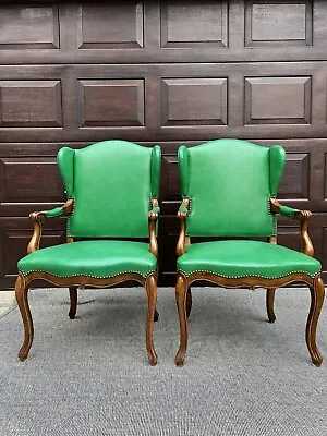Pair Of Wing Chairs In Kelly Green Ralph Lauren Style Grandmillennial Fireside • $428.88