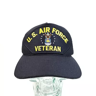 Vintage U.S. Air Force Veteran Mens Hat Blue Adjustable Strapback Made In USA  • $18