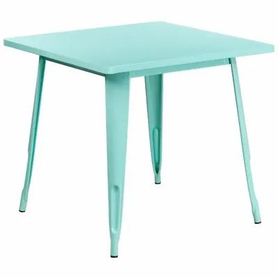 Bowery Hill 31.5  Square Metal Dining Table In Mint Green • $215.37