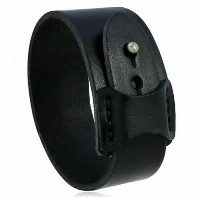 Men Women Vintage Wide Leather Wristband Bangle / Leather Bracelet 7.5-8 • $9.99