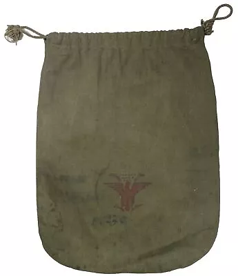 WW2 US Military Red Cross Made HBT Eagle Drawstring Ditty Bag WWII W/ Laundry # • $25.47