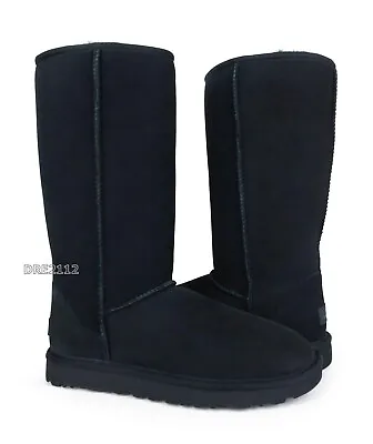 UGG Classic Tall II Black Suede Fur Boots Womens Size 8 -NIB- • $150.05