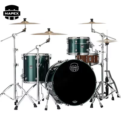 Mapex Saturn Evolution Hybrid Powerhouse Rock 3PC Shell Pack Brunswick Green Lac • $2359