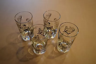 Set Of 4 Vintage MCM Cocktail Glasses Journalism & Reporting Theme • $22