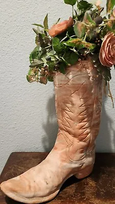 Vintage Swirl Ceramic Victorian Cowboy  Boot Figurine With Floral Decor • $45