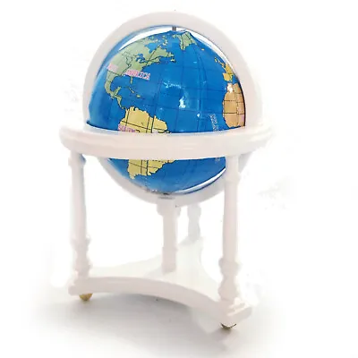 Dollhouse 1:12 Rolling World Globe With Wooden Stand Miniature Furniture White • $11.01