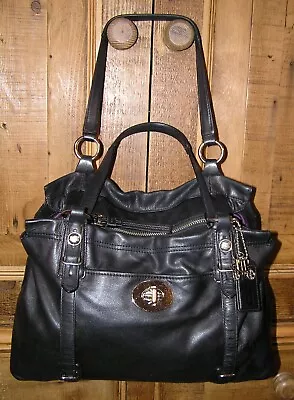 Lknew Coach D1073-15410 Madison Mia Black Soft Lambskin Purse Tote Shoulder Bag • $95