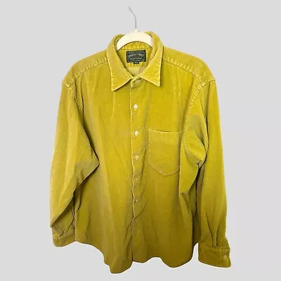 VTG Polo Country Ralph Lauren Shirt Mens L Corduroy Button Down Yellow 90s Rare • $89.99