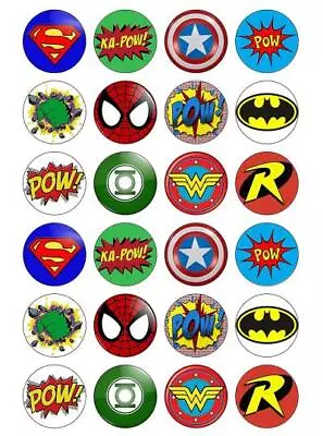 24 X Avengers Justice League Edible Cupcake Toppers Birthday Cake Decoration • $10.50