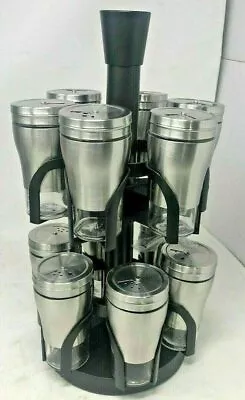 12 Pcs Spice Herb Storage Jar Revolving Spice Rack Revolving Holder Stand • £11.99