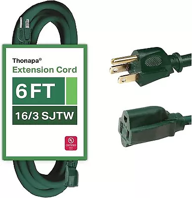 6 Ft Outdoor Extension Cord - 16/3 SJTW Durable Green Cable • $13.99