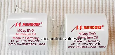 PAIR - TWO Mundorf MCap EVO Aluminum Oil Capacitor 47uf 47 Uf 350VDC • $75.95