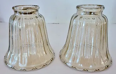 2 RIB FLARED GLASS LAMP GLOBES SHADES CEILING FAN LIGHT REPLACEMENT~Golden Amber • $9.95