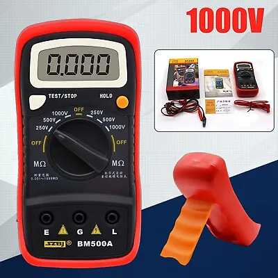 BM500A 1000V Digital LCD Insulation Resistance Tester Meter Megohmmeter Megger • $26.67