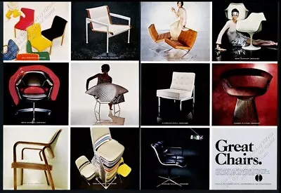 1968 Harry Bertoia Saarinen Pedestal Barcelona Chair Etc Photo Knoll Print Ad • $40.49