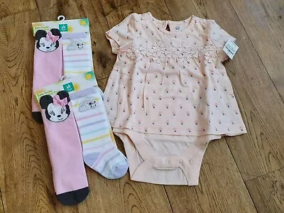 New Baby GAP Short Sleeve Dress Size 3-6 M Disney 2 Sets Socks Size 0-6m • £10.50