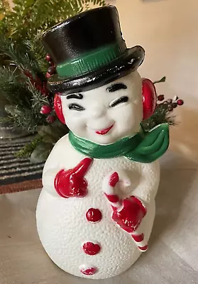 Vintage 1960's 13  Light Up Blow-Mold Tabletop Snowman Christmas Holiday • $39.95