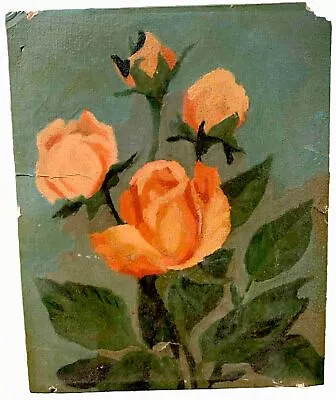 1962 VTG Painting MCM 10x8 Oil PINK Roses Flowers MOTHERS DAY Cottage Core • $32