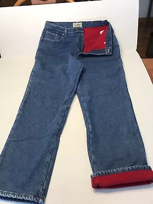 Vtg L.L. Bean Flannel FLEECE Lined Jeans Original Fit Relaxed Denim Womens Sz 14 • $20.99