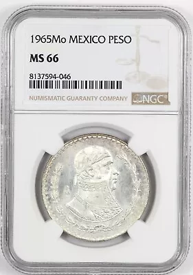 NGC MS66 1965-Mo Mexico Silver Peso GEM BU • £0.99