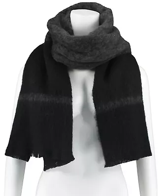 Calvin Klein Mens Variegated Striped Scarf Black Grey OS • $12.85