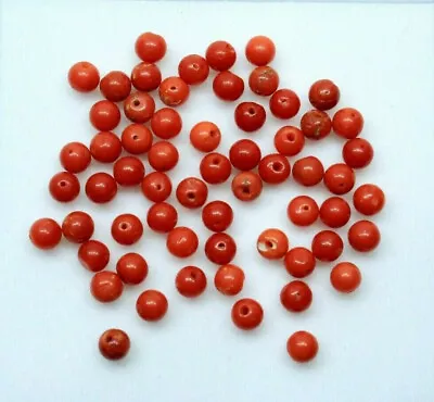 Natural Red Coral Undyed Round Beads Lot Loose Italian Red Coral Gemstone Beads • $9.99