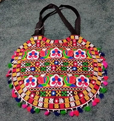 Indian Pakistani Handmade Hand Embroidery Mirror Patchwork Vintage Bag Tote Boho • £23.99