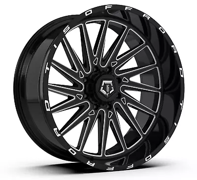 22  TIS 547BM Gloss Black Milled 22x10 Wheel 6x135 -19mm Lifted For Ford Lincoln • $428.05