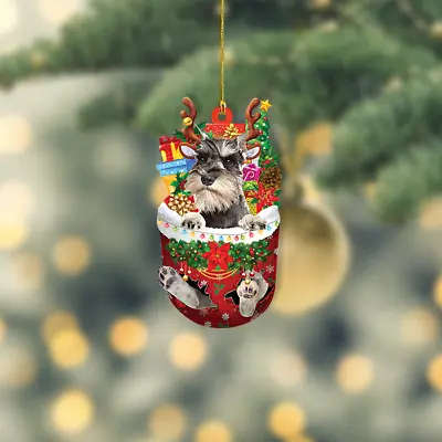 Miniature Schnauzer Dog Snow Pocket Ornament Schnauzer Dog Christmas Ornament • $19.99