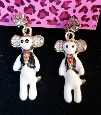 BETSEY JOHNSON Fashion Jewelry Earrings White Monkey • $11.65