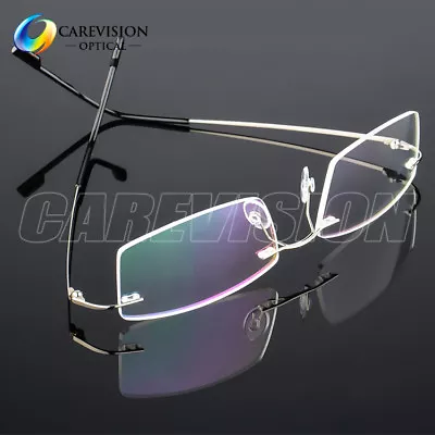 Flexible Memory Titanium-Alloy Unisex Rimless Eyeglasses Frames Optical Frame • $9.95