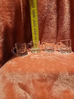 Vintage Federal Glass Mini Beer Mug Shot Glass 2 Inch 1 Oz Set Of 4 W Handles • $11.99