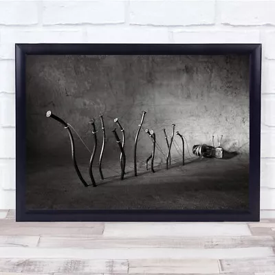 Nails Hammer Tools Metal Iron Steel Wires Dragging Wall Art Print • $72.10
