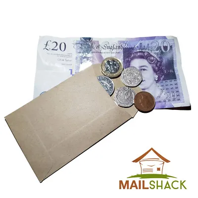 BULK TRADE Small Brown Envelopes 98 X 67mm Dinner Money Wages Coin Beads Seeds • £50.78