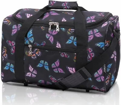 5 Cities Under Seat Cabin Hand Luggage Black Butterfly Holdal 40x20x25cm HOLD611 • £9.99