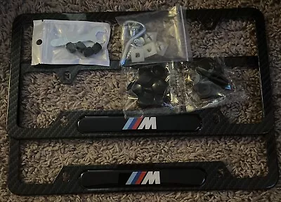 2PCS License Plate Frames For BMW-M Carbon Fiber License Plate Plus Caps *NEW* • $22