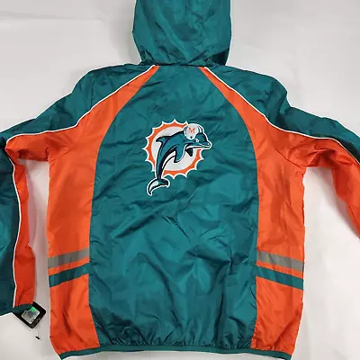 Womens Miami Dolphins Windbreaker Large NFL Team Apparel Hooded Zip Up Jacket • $32.99