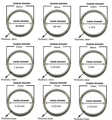 Lot 10 100 Metal O-rings Welded Nickel Plated 3/4  1  1-1/4 1-1/2 2  2-1/2  Size • $29.99