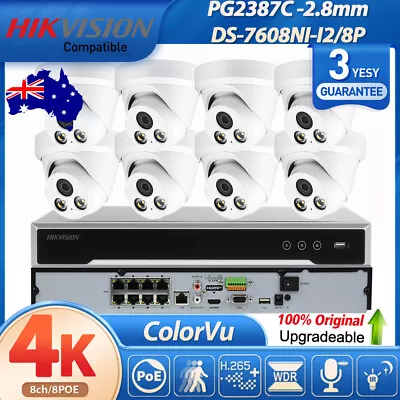  Hikvision OEM 8POE 8CH NVR 4K Security ColorVu IP Camera CCTV System WDR AU Lot • $192