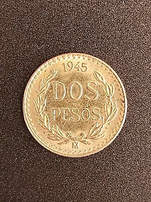 Mexico 1945 Dos Pesos Gold Coin W/ 14kt Pendant • $235