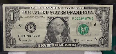 Error Note One Dollar Bill Ink Misprint Mismatched Black Color Serial Number • $350