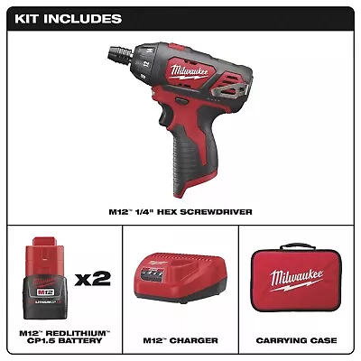 NEW Milwaukee M12 Cordless Hex Screwdriver/Drill Battery Soft Case Kit 2401-22 • $94.99