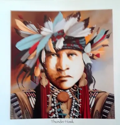 J.D.Challenger  THUNDER HAWK Native American - Western Art Print 9x8 • $7.99