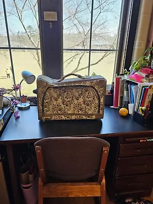 Vintage French Luggage Company Floral Tapestry Suitcase 22  • $50