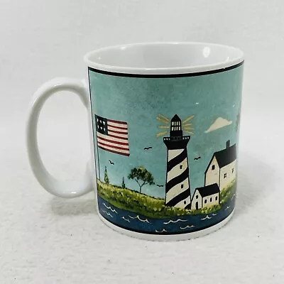 Sakura Mug Warren Kimble Coastal Breeze Lighthouse Flag Americana Vintage 1998 • $17.76