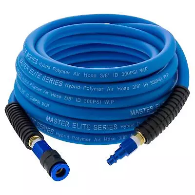 25-Foot Hybrid Polymer Air Hose 1/4  NPT Ends 3/8  ID Quick Coupler & Plug • $23.99