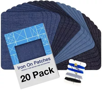 4 Colors Denim Jeans Repair Kit - 20pcs Iron On Denim Fabric Mending Patches • $8.99