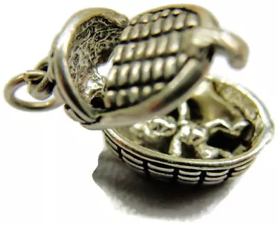 Vintage Sterling Silver 925 Charm 3D Opening Bassinet Newborn Baby Inside Patina • $47.94