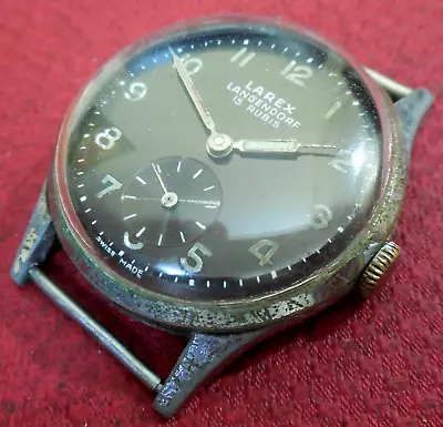 Vintage 1940s LAREX LANGENDORF 15 Jewels Military Swiss Watch Running Wristwatch • £5.23